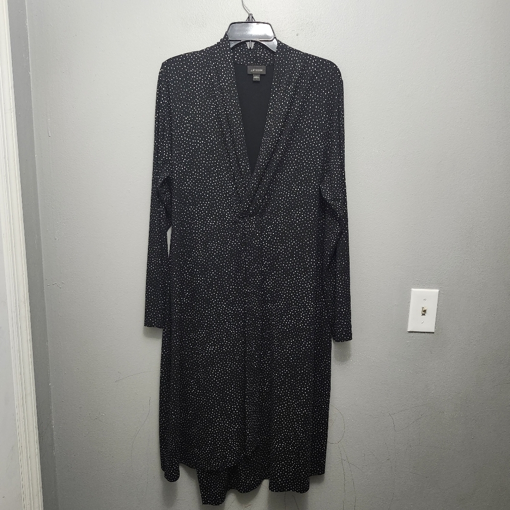 J.jill Wherever Collection Women's Polkadot Black and White Wrap Dress Size L